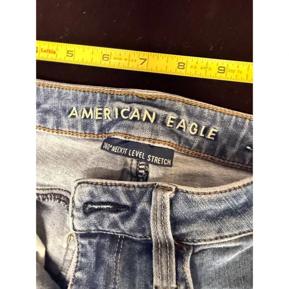 American Eagle 360 Next Level Stretch Skinny Jeans Womens 6 Short Blue Denim - Picture 2 of 5